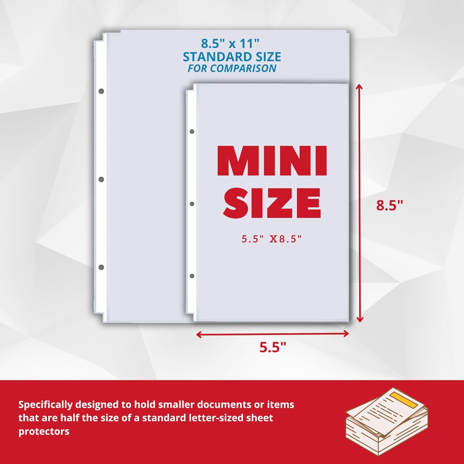 Heavyweight Clear Mini Sheet Protectors, 5.5" x 8.5", Top Load, Reinforced Holes, Acid-Free/Archival Safe