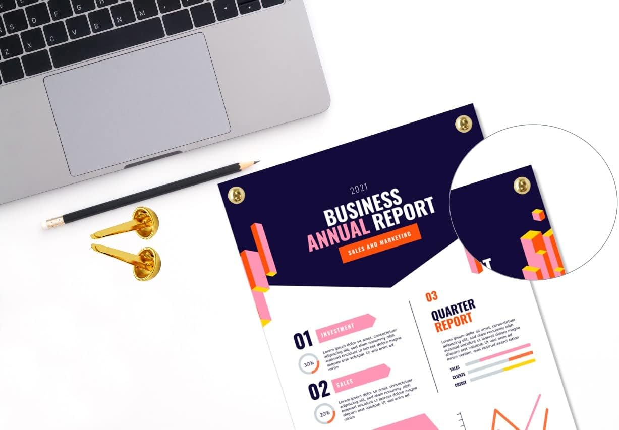 Performore 500 Pcs of 8mm x 16mm Brass Round Head Fastener, Brads for Arts and Crafts, Scrapbooking, Decorating and DIY Uses, Flexible Premium Size and Quality