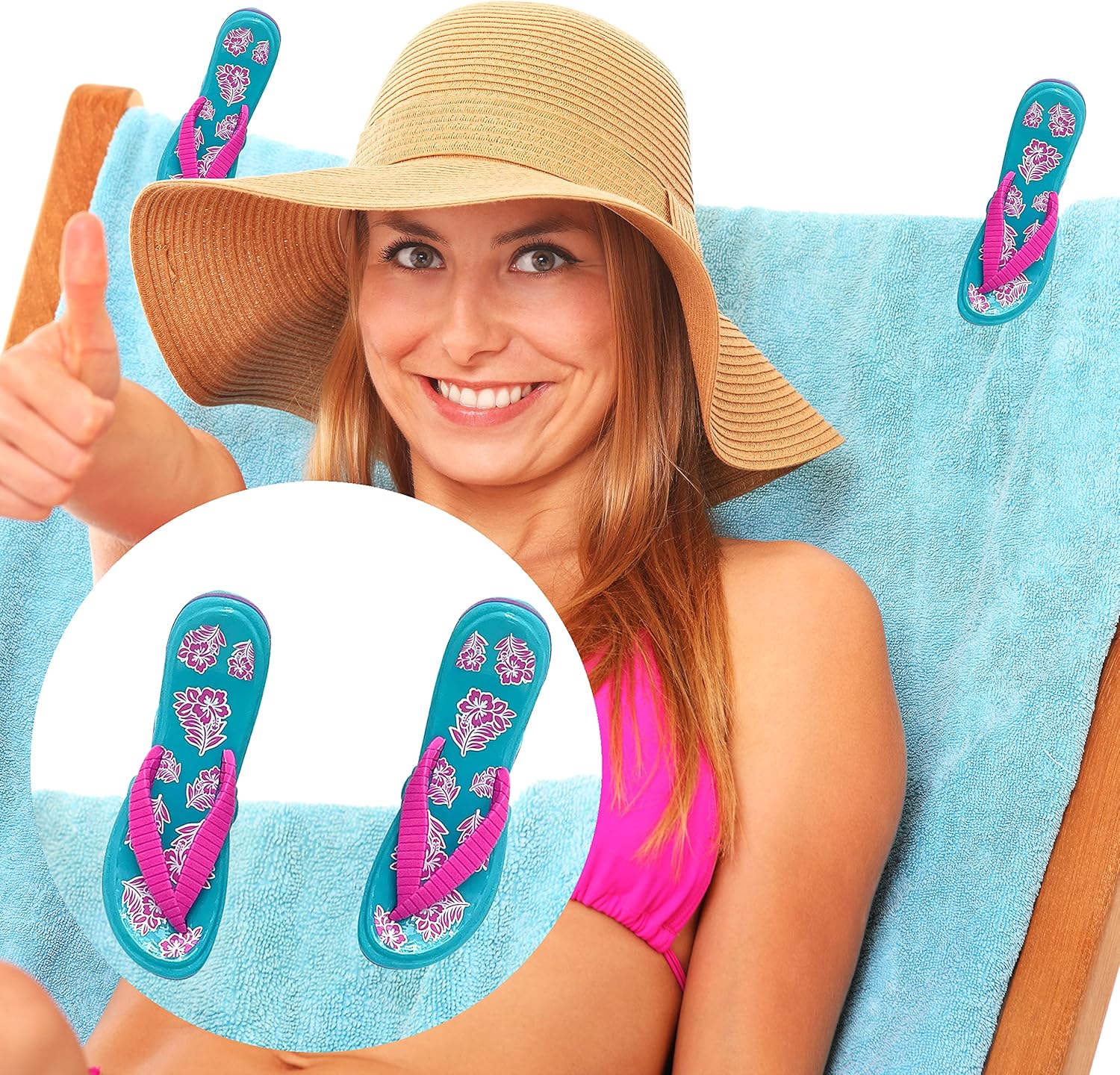 Flip Flop Beach Towel Clips, 2-Pack