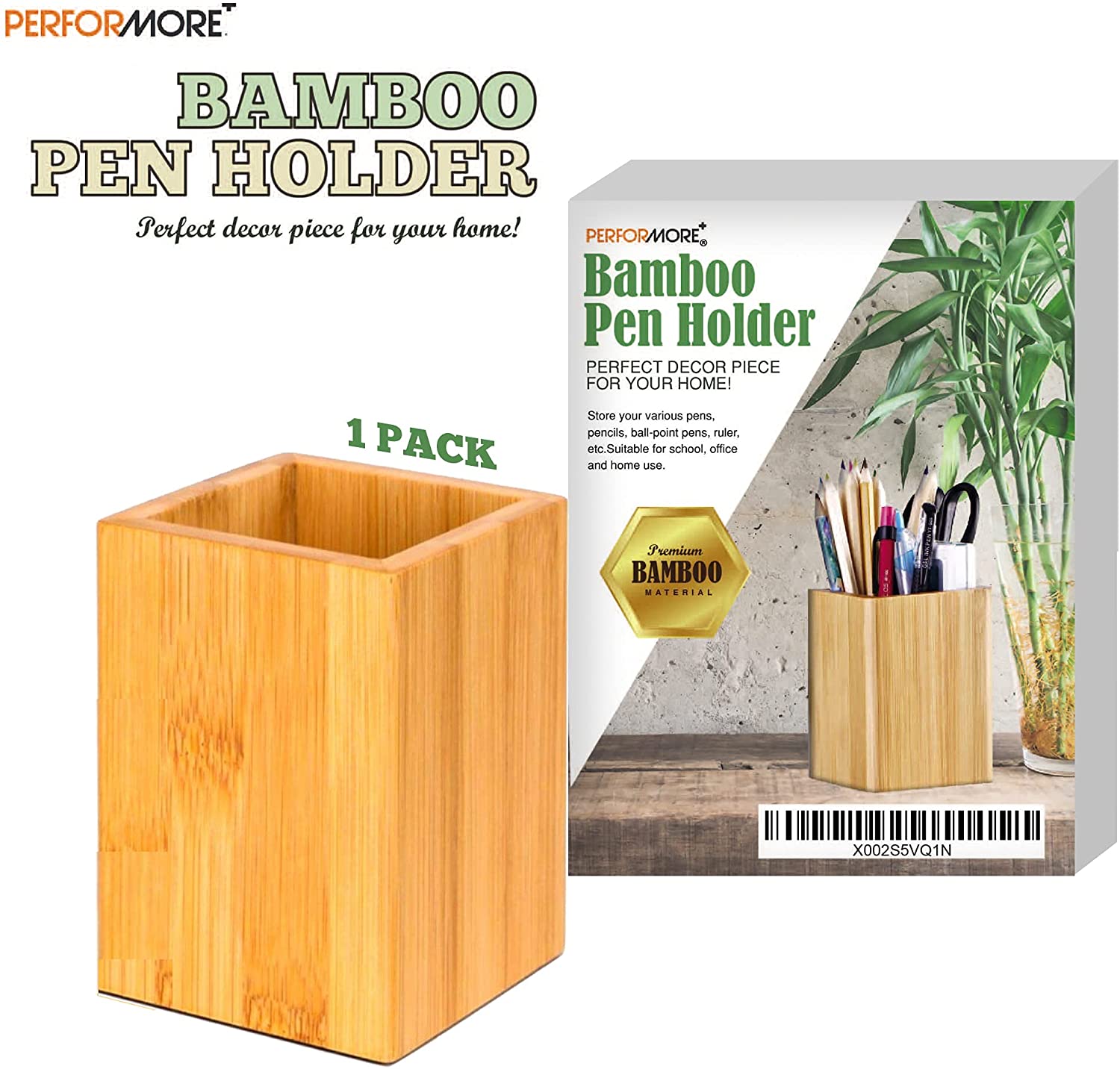 Bamboo Wooden Pencil/Pen Holder Desk Organizer