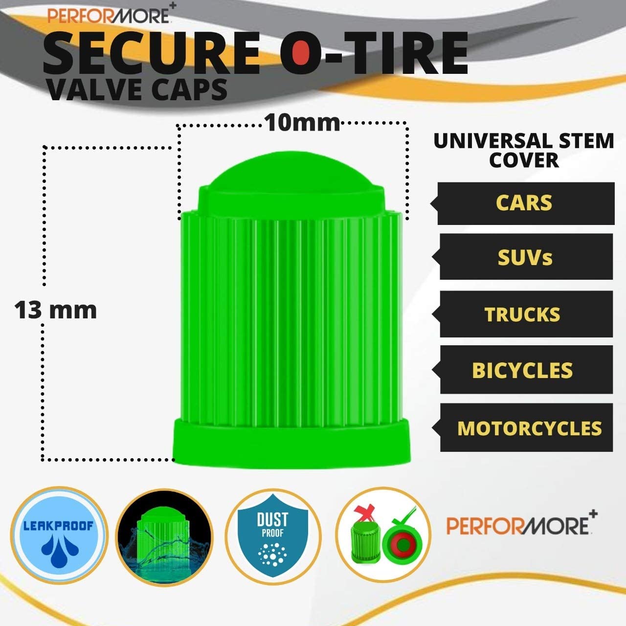 30 pcs Tire Valve Caps Heavy-Duty Stem Covers with O-Rubber Rings for Cars, SUVs, Bikes, Bicycles, and Motorcycles (Green)