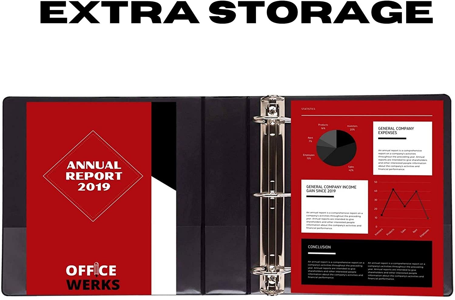 3 Ring Binder, Professional D Ring 5 Inch Binder, Clear View, With Pockets, Black - 4 Pack