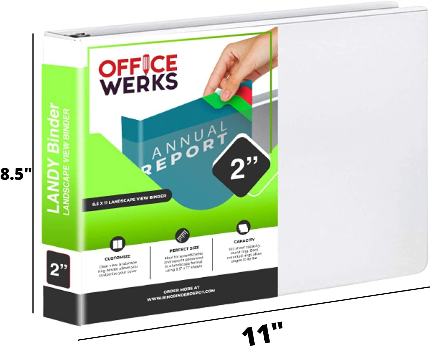 Landscape View Binder, White, 2 inch Round Ring - Pack of 4