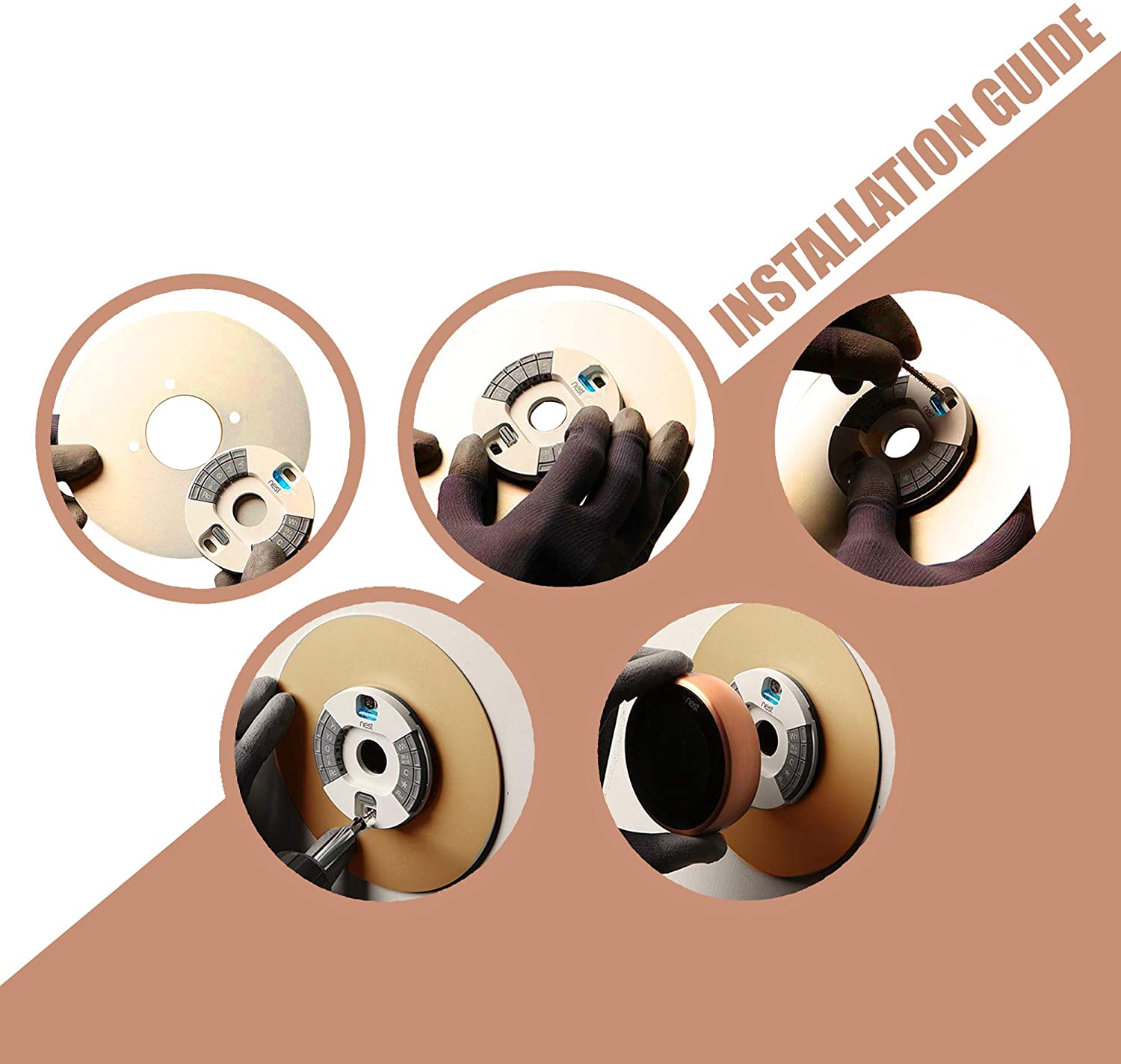 Nest Thermostat Wall Plate, 6 Inch Copper Cover Plate, Fits Generation 1 and 2 Nests