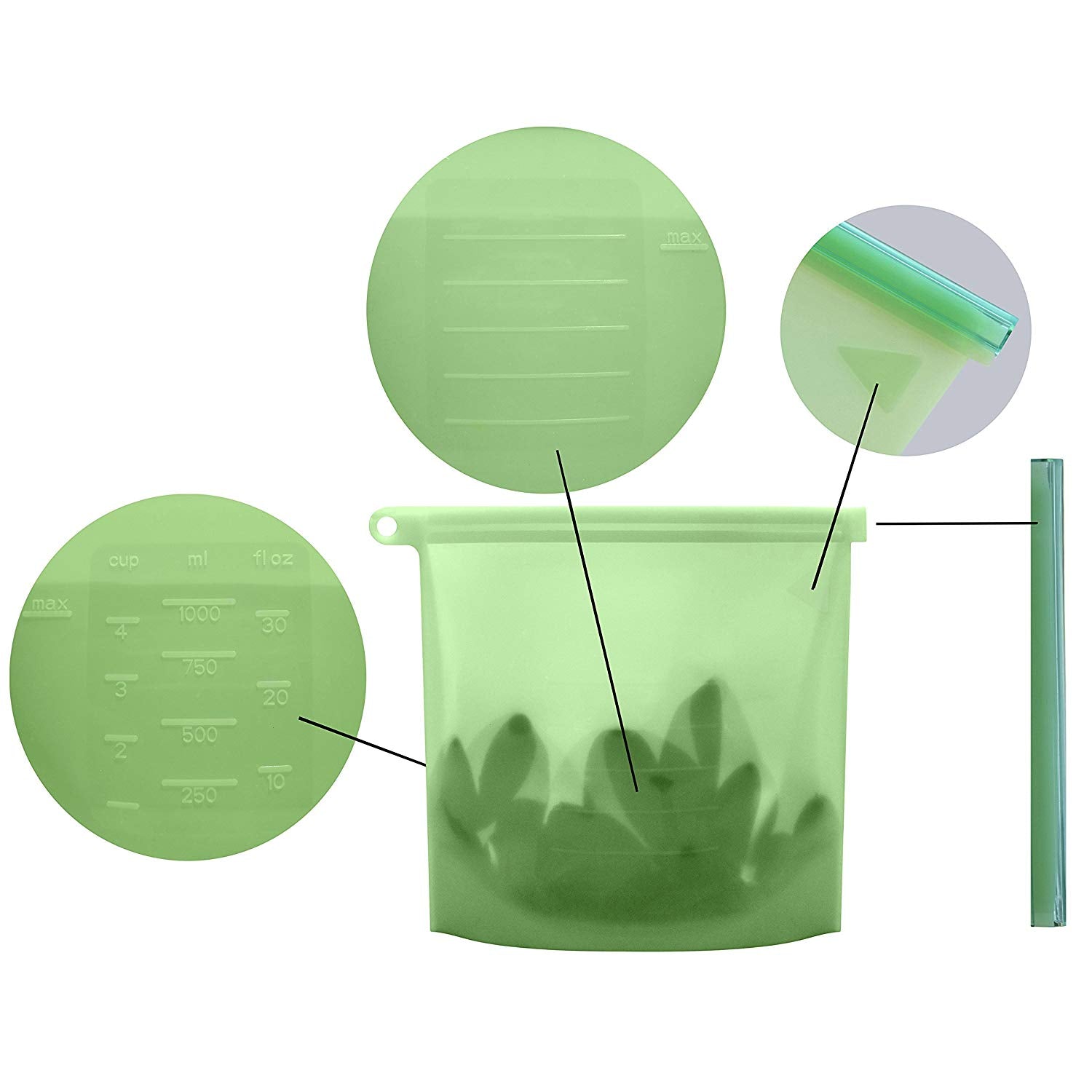 Reusable Silicone Food Bags (Pack of 6) - RingBinderDepot.com