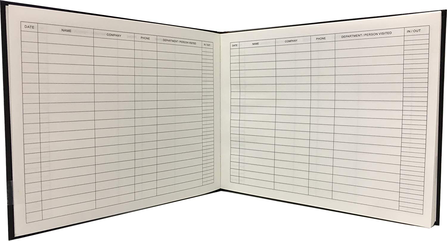 Visitors Register Book, 120 Pages, 8 7/8" X 7", Black Hardbound Cover, Smyth Sewn - RingBinderDepot.com