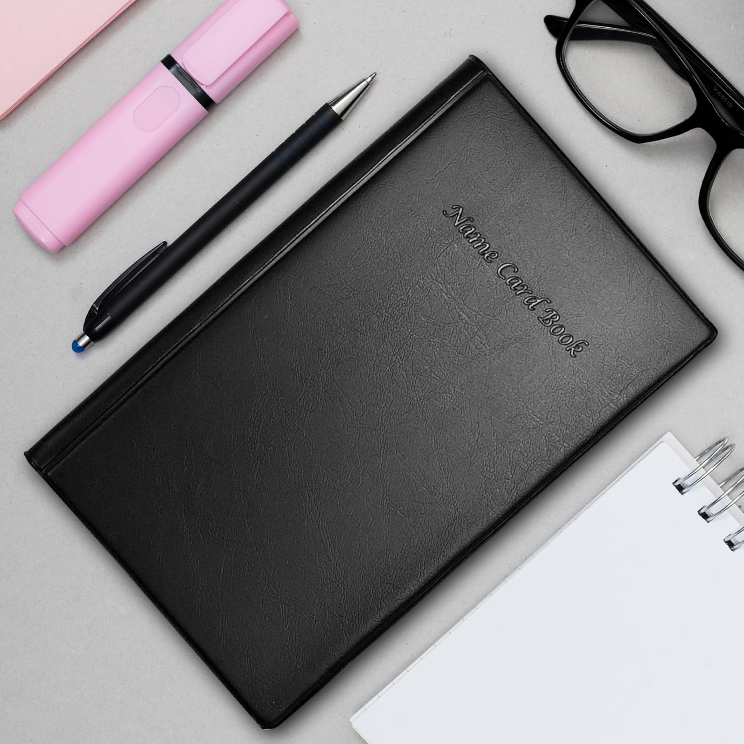 Professional Business Card Holder/Book with Black Cover, Holds 300 Business Cards