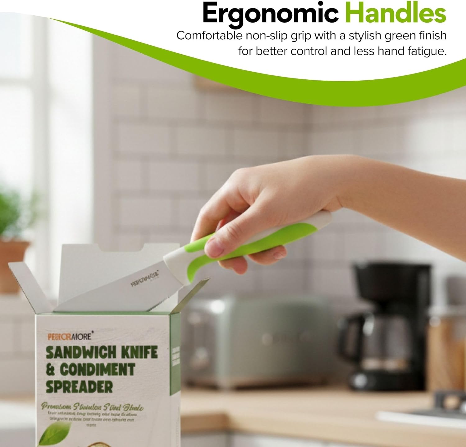 Performore Sandwich Knife – 4" Stainless Steel Blade, 1.5" Wide, 1.2mm Thick – Serrated Kitchen Knife for Sandwiches, Spreading & Slicing – Durable Bread, Bagel & Deli Knife