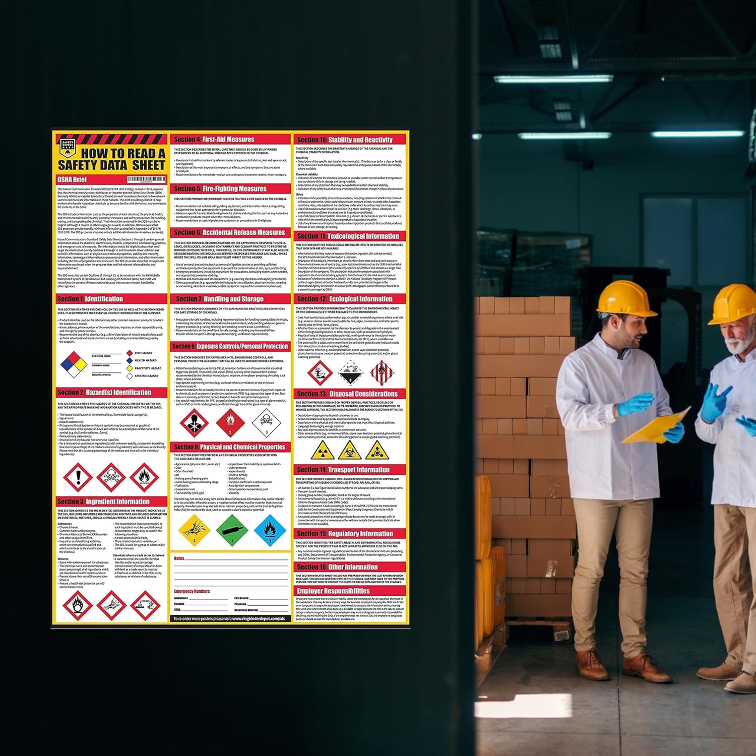 SDS Display Rack – Set with 3" Heavy Duty Ring Binder and Free SDS Poster