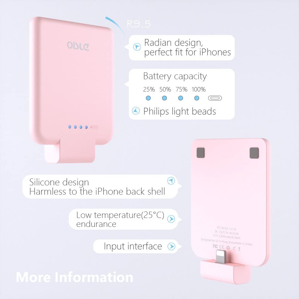 Portable Charger Mini Power Bank PowerCore 2800mAh Wireless Compatible with iPhone X/XR/12,13,14 series- Pink