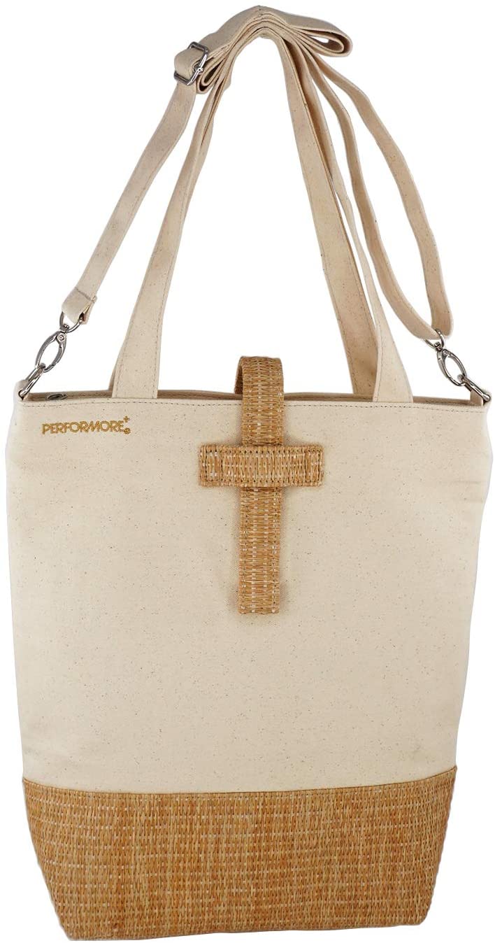 Canvas and Rattan Tote Style Bible Bag for Women