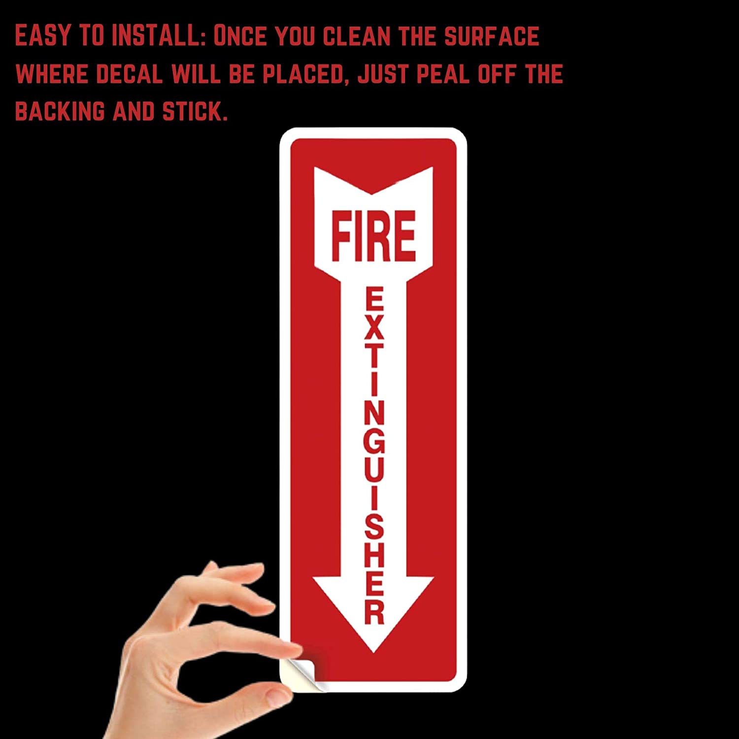 Fire Extinguisher Sticker, 11" x 4.25", Self Adhesive, 10 per Pack