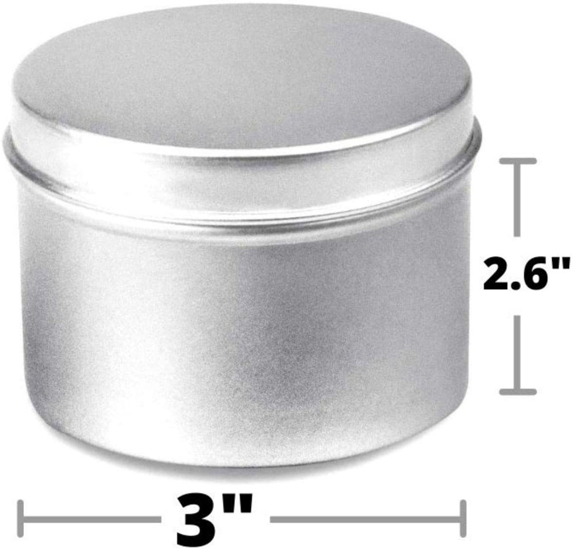 Tin Cans, 12 Pack – Large (8 oz) – 3” x 2.6” – For Creams, Crafts, Storing Spices and Candy