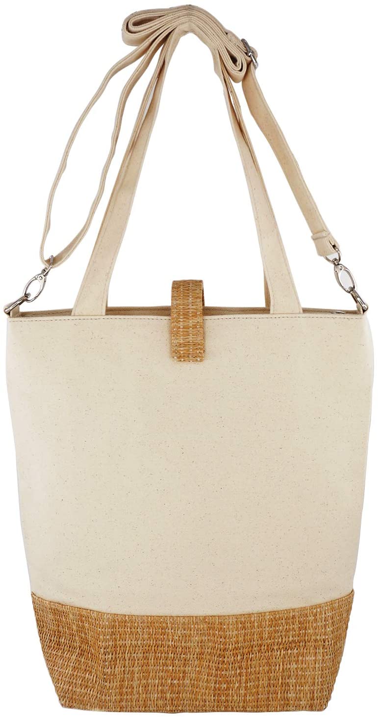 Canvas and Rattan Tote Style Bible Bag for Women