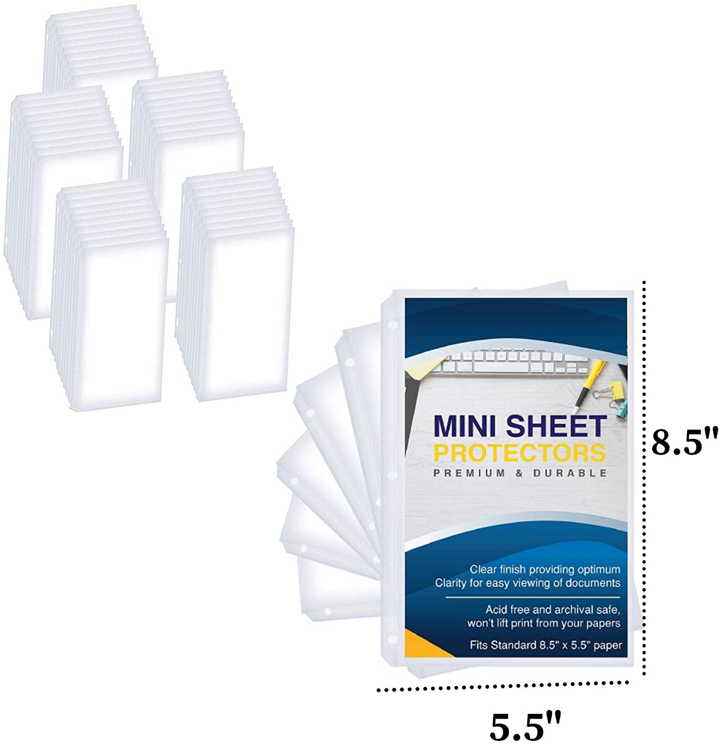 Heavyweight Clear Mini Sheet Protectors, 5.5" x 8.5", Top Load, Reinforced Holes, Acid-Free/Archival Safe - 200 Pack