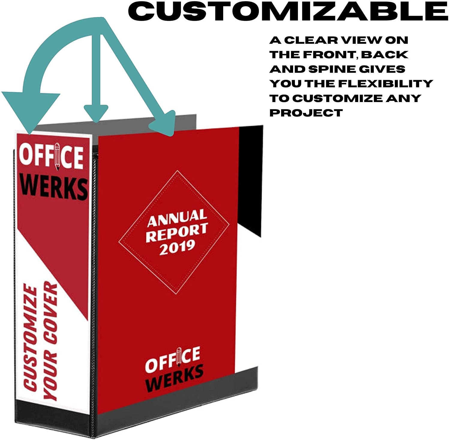 3 Ring Binder, Professional D Ring 5 Inch Binder, Clear View, With Pockets, Black - 2 Pack