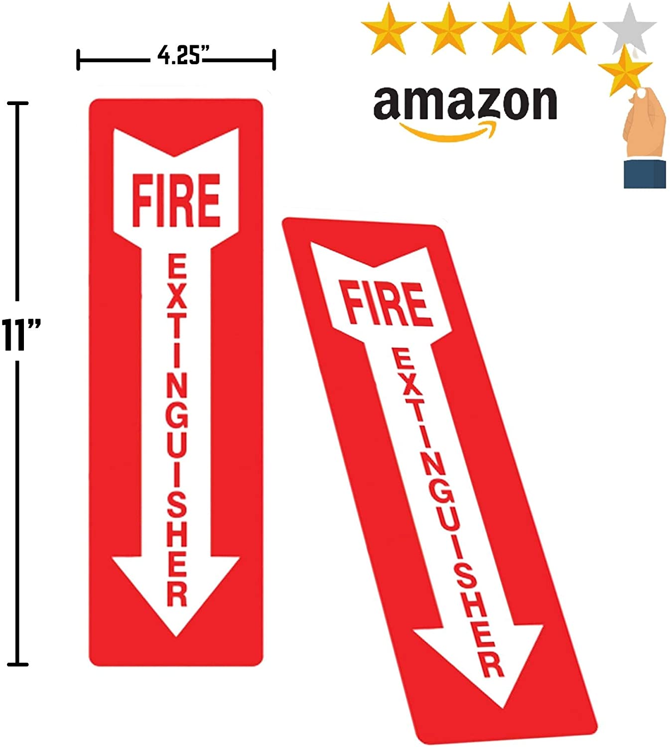 Fire Extinguisher Sticker, 11" x 4.25", Self Adhesive, 10 per Pack