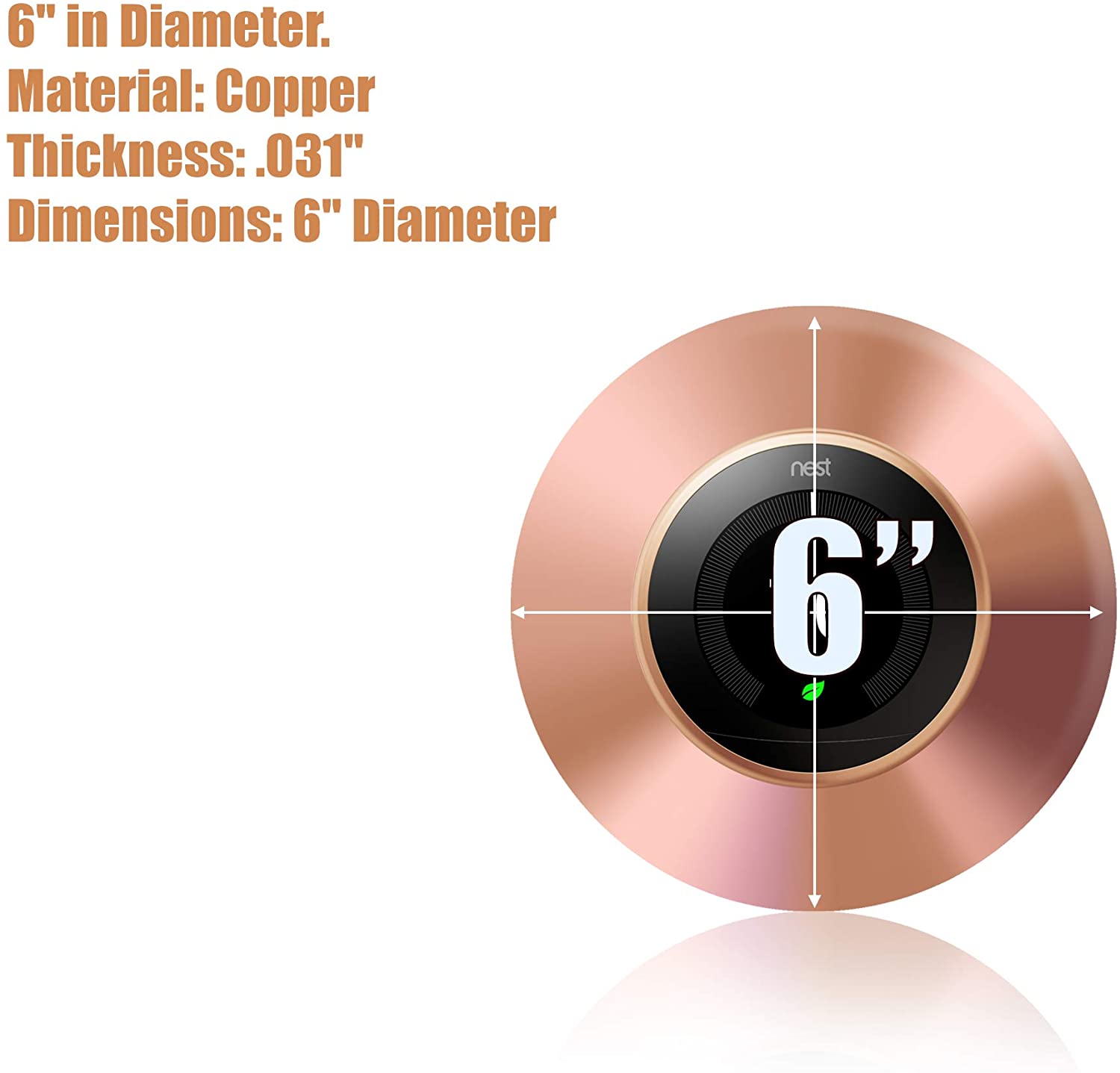 Nest Thermostat Wall Plate, 6 Inch Copper Cover Plate, Fits Generation 1 and 2 Nests