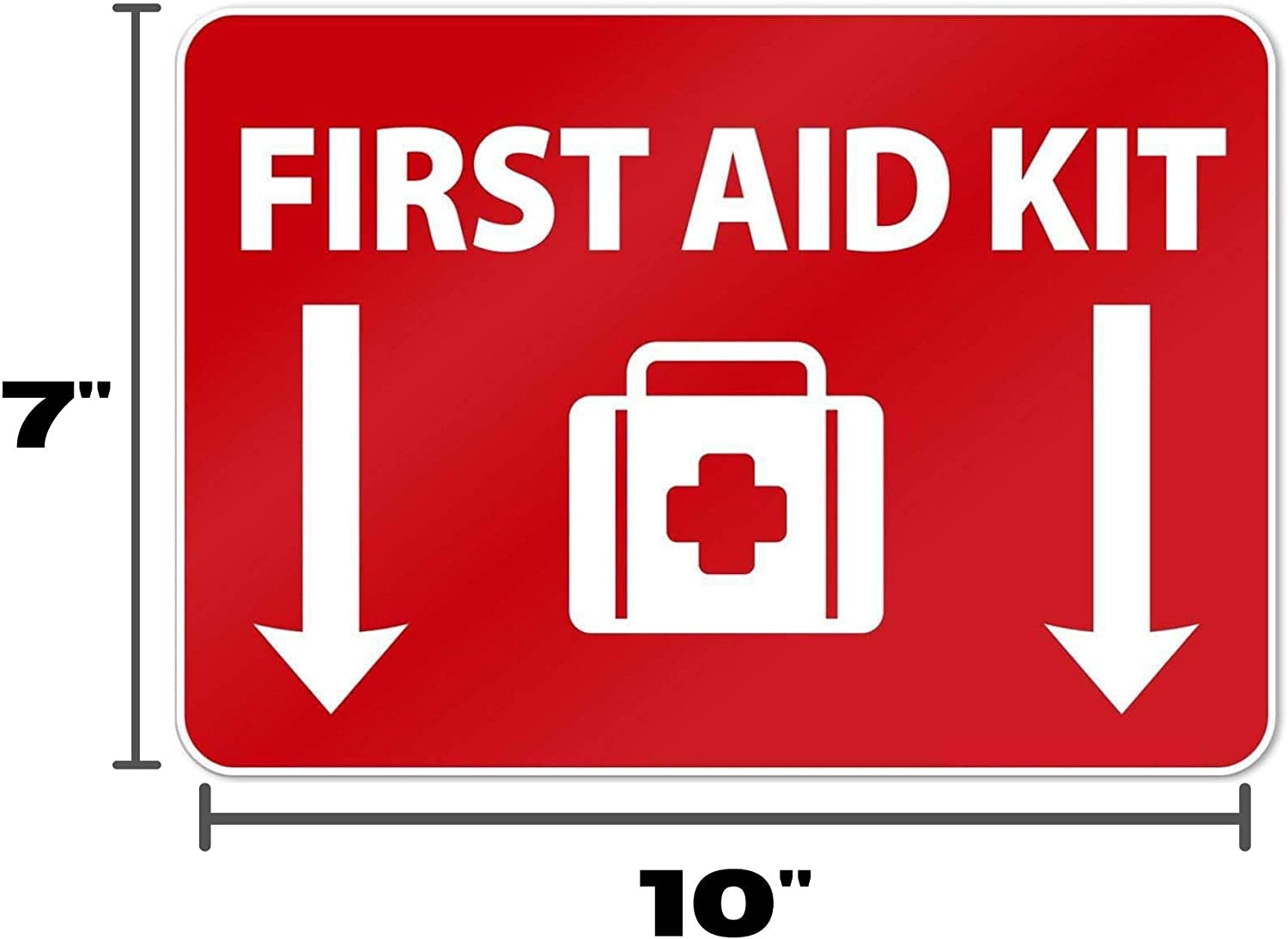 First Aid Sign, 10" x 7", Self-Adhesive Vinyl Sticker - 2 Pack