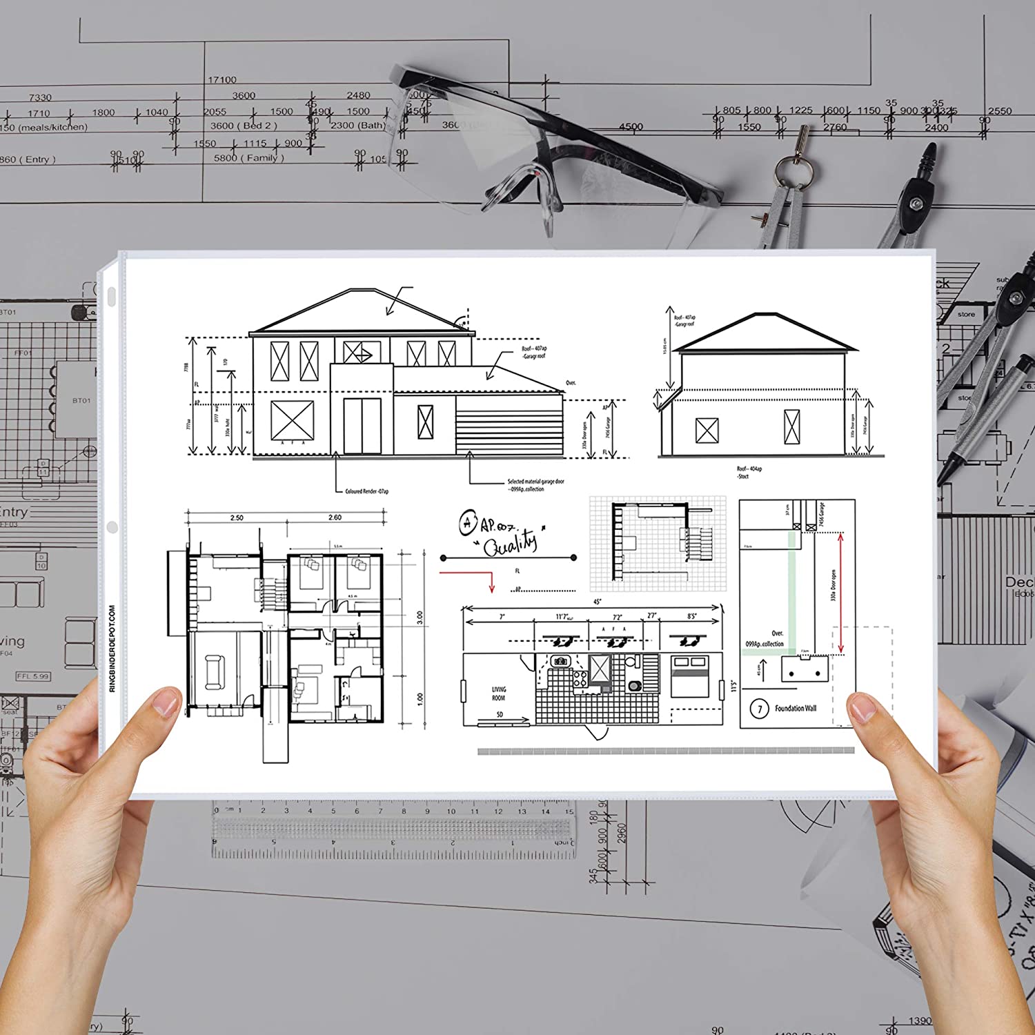 50 Sheet Protectors, Landscape Clear Page Protectors 8.5 X 11 Inch for 3 Ring Binder, Plastic Sheet Sleeves, Top Loading with 3 Hole-Punched Archival Safe, Non-Stick and Long-Lasting