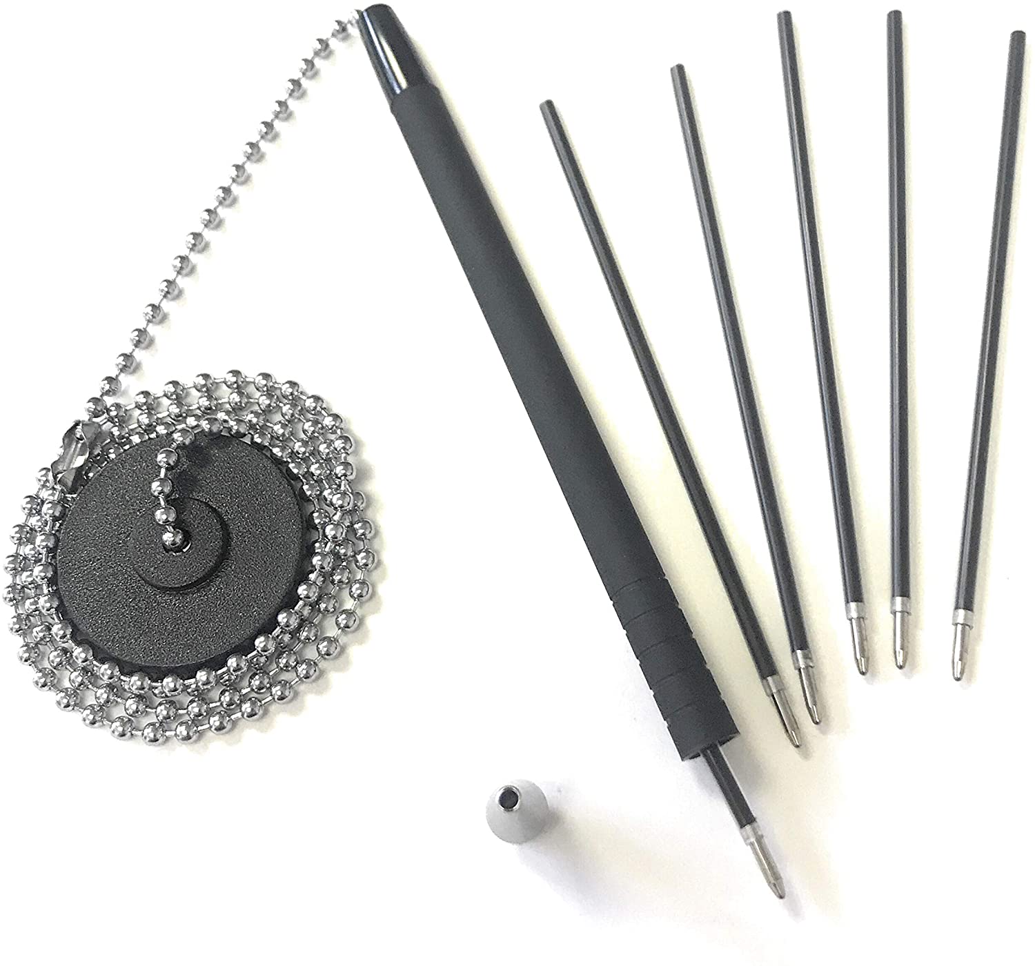 Secure Pen With Chain And Office Pen Holder Adhesive, Reception Counter Pen With 26" Ball Pen Chain - 4 Pens Refillable