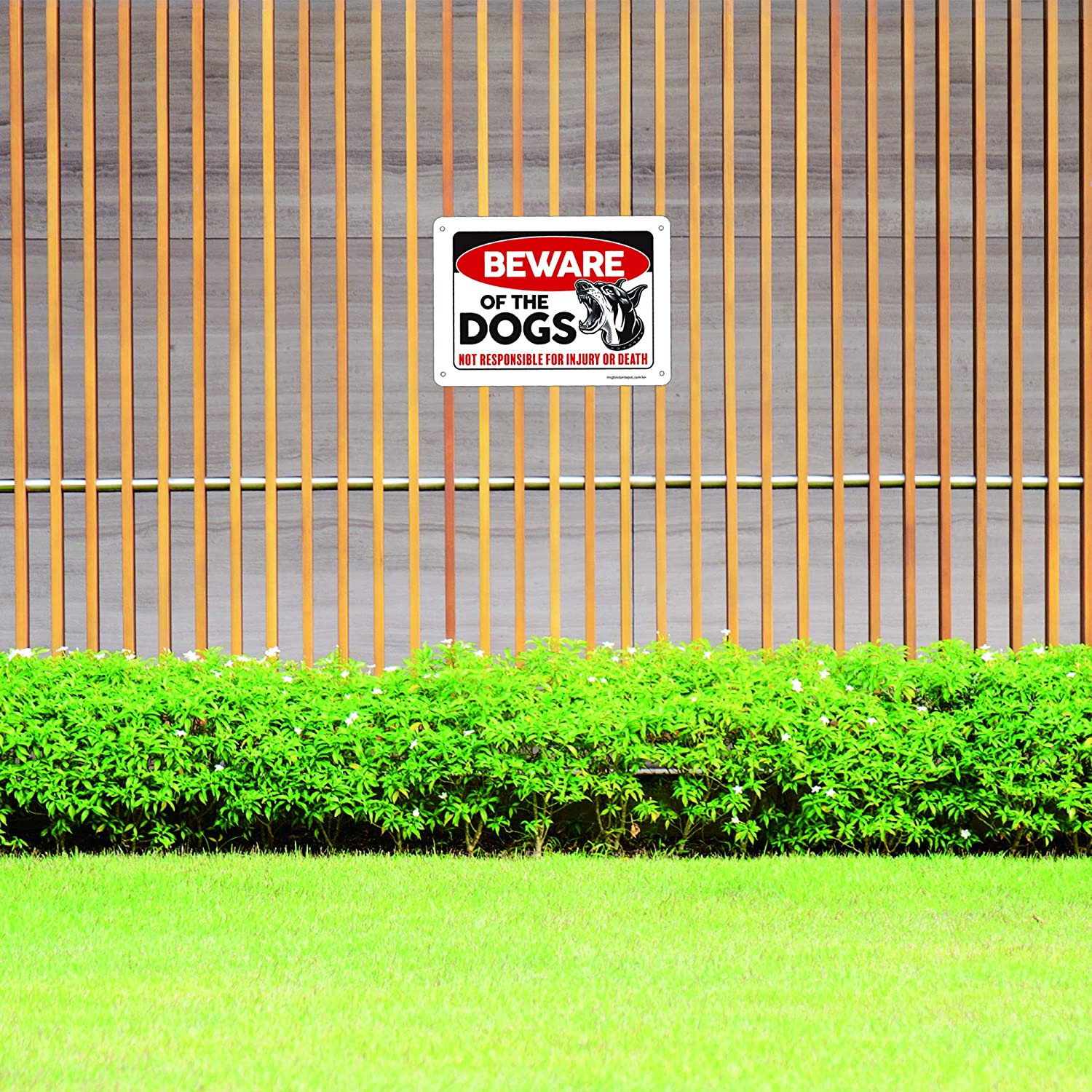 "Beware of dogs" sign