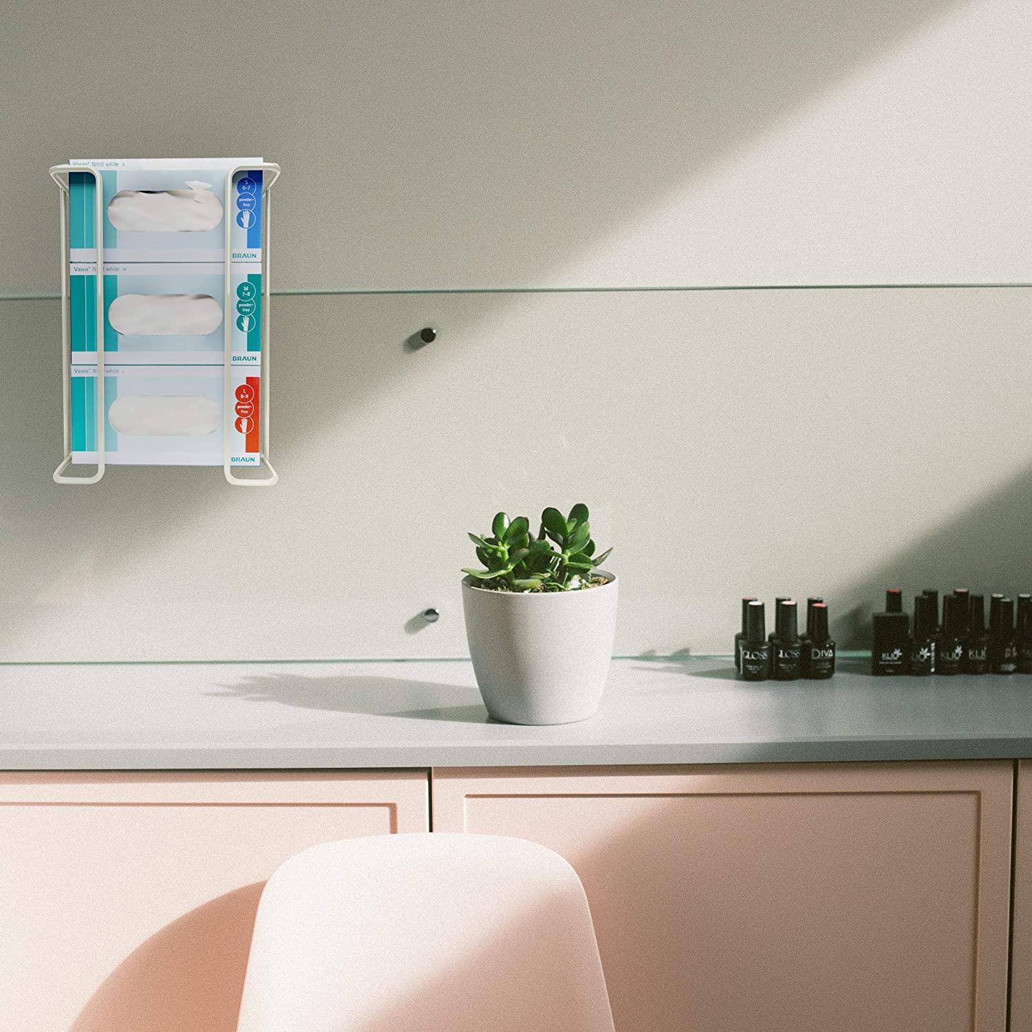 Glove and Facial Tissue wall-mounted dispenser