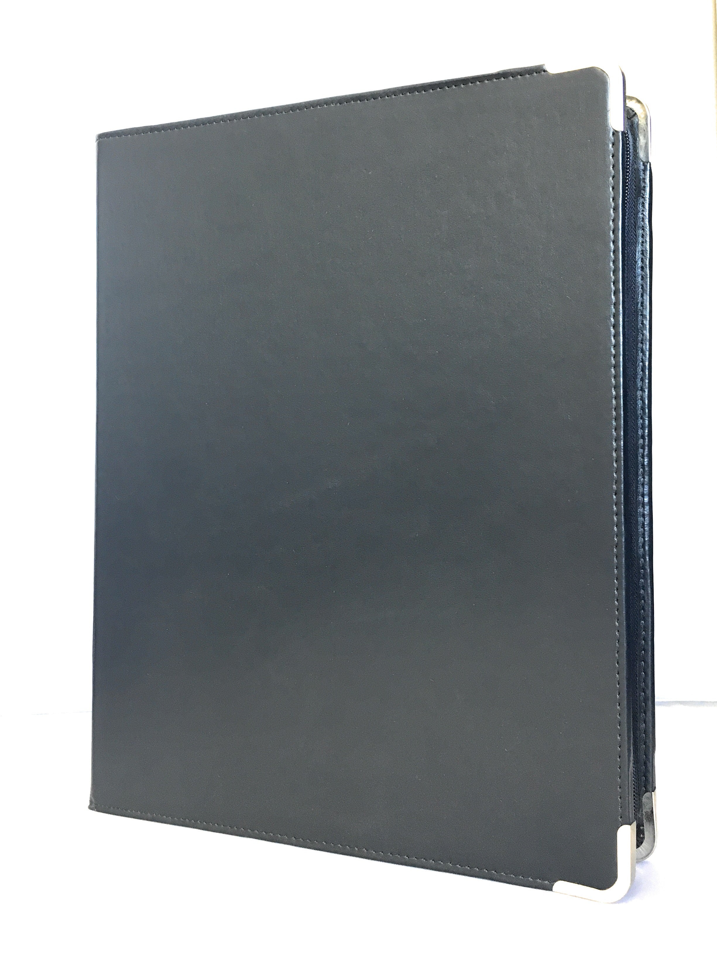 Professional Zippered 3-Ring Business Card Book, Includes 10 Sheets and Holds 200 Cards, Navy Blue - RingBinderDepot.com